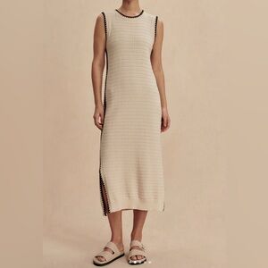 Varley Cream Sleeveless Knit Midi Dress
